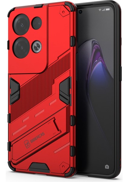 Oppo Reno8 Pro+(China)5g/reno8 Pro 5g(Global)Yumuşak Tpu Sert Pc Kılıfı Kickstand Arka Kapak-Kırmızı (Yurt Dışından)