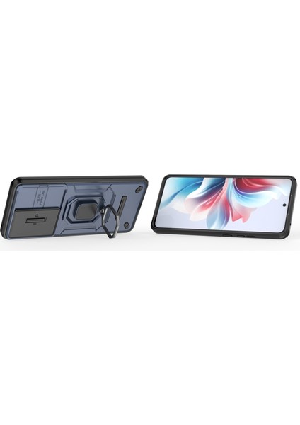 Oppo RENO11 F 5g Kılıf Halka Kickstand Pc + Tpu Arka Kabuk Sürgülü Kamera Kapağı-Mavi (Yurt Dışından) fırsatları