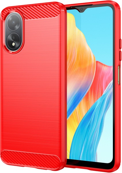 Oppo A38 4G/A18 4g Kılıf Çizilmez Telefon Kılıfı Karbon Fiber Doku Tpu Telefon Kabuğu-Kırmızı (Yurt Dışından)