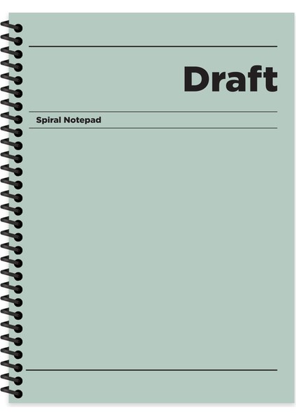 Çizgili Sert Kapak Spiralli Draft Defter Yeşil 17X24 80 Yaprak Kareli