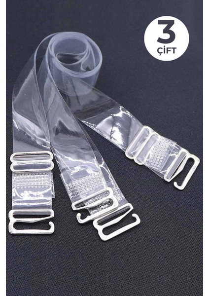 Şeffaf Sütyen Askısı 3'lü Paket Ayarlanabilir Kaymaz