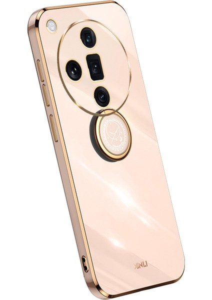 Xınlı Oppo Find X7 5g Telefon Kılıfı Galvanik Tpu Kapak Halkalı Ayaklı-Pembe (Yurt Dışından)