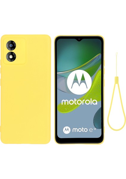 Motorola Moto E13 4g Anti-Toz Telefon Kılıfı Sıvı Silikon Yumuşak Astar Telefon Kılıfı Kılıfı Kayışlı-Sarı (Yurt Dışından)
