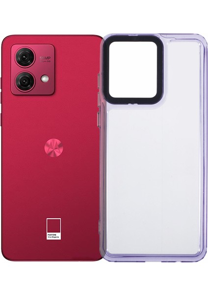 Motorola Moto G84 5g Şeffaf Telefon Kılıfı Pc+Tpu Hibrit Arka Kapak-Şeffaf Mor (Yurt Dışından)