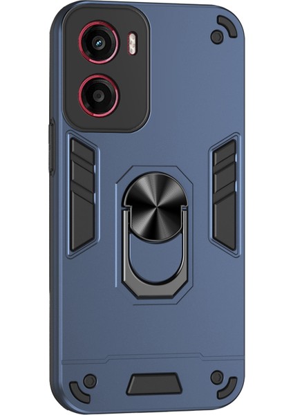 Motorola Moto G05 4g Kılıf Pc+Tpu Drop Defend Telefon Kılıfı Halkalı Ayaklık-Mavi (Yurt Dışından)