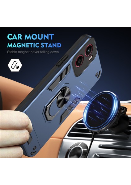 Motorola Moto G05 4g Kılıf Pc+Tpu Drop Defend Telefon Kılıfı Halkalı Ayaklık-Mavi (Yurt Dışından) fiyatları