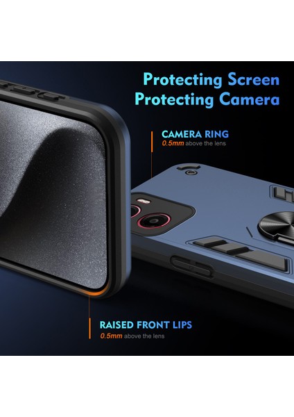 Motorola Moto G05 4g Kılıf Pc+Tpu Drop Defend Telefon Kılıfı Halkalı Ayaklık-Mavi (Yurt Dışından) fırsatları