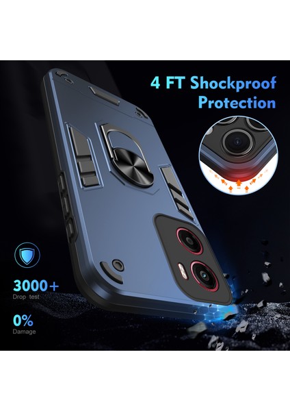 Motorola Moto G05 4g Kılıf Pc+Tpu Drop Defend Telefon Kılıfı Halkalı Ayaklık-Mavi (Yurt Dışından) indirimleri