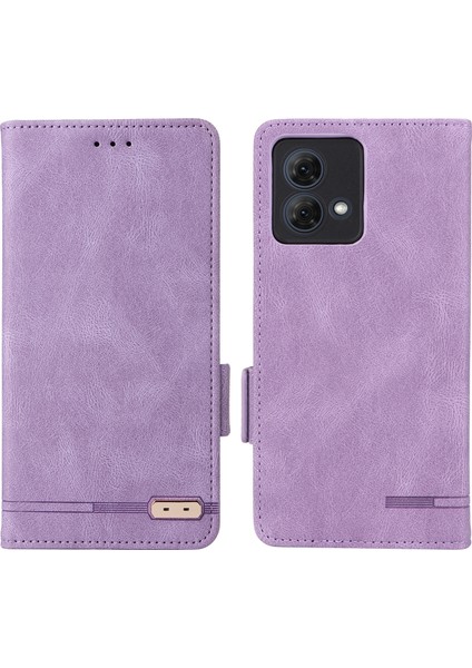 Motorola Moto G84 5g Kılıf Cüzdan Donanım Dekor Telefon Deri Kılıf-Mor (Yurt Dışından)