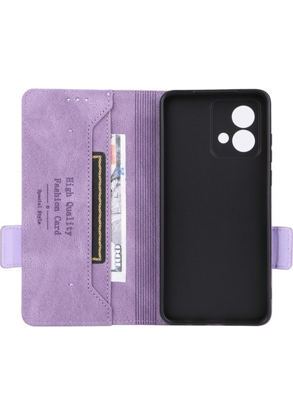 Motorola Moto G84 5g Kılıf Cüzdan Donanım Dekor Telefon Deri Kılıf-Mor (Yurt Dışından) indirimleri