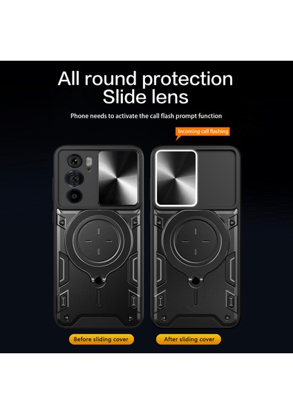 Motorola Edge 30 Pro (Motorola EDGE+(2022)) Kayar Kamera Kapak Halkası Destekli Pc+Tpu Telefon Kılıfı-Siyah (Yurt Dışından) modelleri