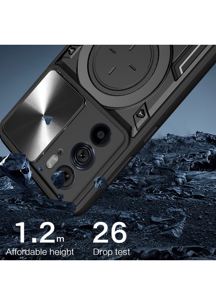 Motorola Edge 30 Pro (Motorola EDGE+(2022)) Kayar Kamera Kapak Halkası Destekli Pc+Tpu Telefon Kılıfı-Siyah (Yurt Dışından) fırsatları