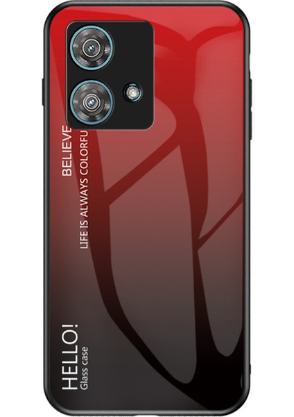 Motorola Edge 40 Neo 5g Temperli Cam + Pc + Tpu Telefon Kılıfı Düşmeye Lı Kapak - Gradyan Kırmızı Siyah (Yurt Dışından)