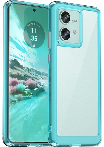 Motorola Edge 40 Neo 5g Kılıf Çizilmez Tpu+Akrilik Cep Telefonu Arka Kapağı-Şeffaf Mavi (Yurt Dışından)