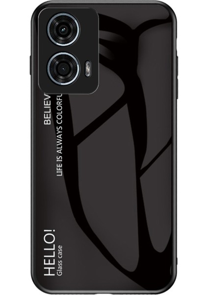 Motorola Moto G24 Power Kılıf Çizilmez Temperli Cam Arka Cep Telefonu Kılıfı-Siyah (Yurt Dışından)