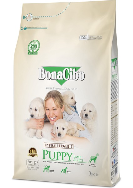 Puppy Dog Kuzulu ve Pirinçli Yavru Köpek Maması, 3 Kg, Tüm Irklar Için, Doğal, Şeker Içermez