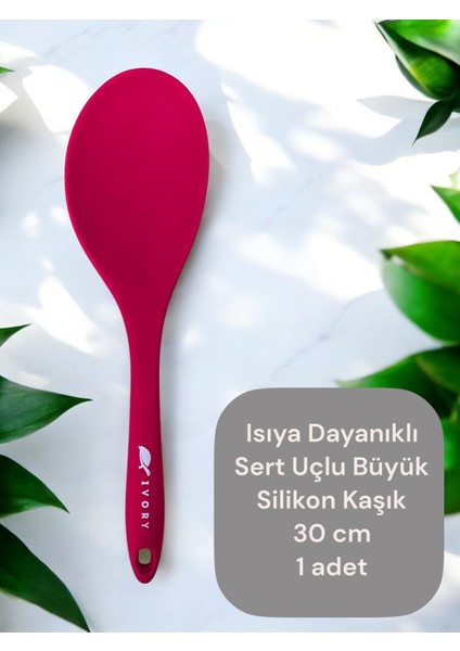 Isıya Dayanıklı Silikon Kevgir Kepçe Spatula Kaşık Seti (30-28-22-20 Cm) 7 Parça fırsatları