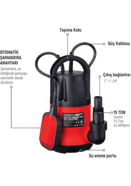 İyisi Yok Dalgic Pompa Temiz Su 400W 8000 L/h 8 Metre fiyatları
