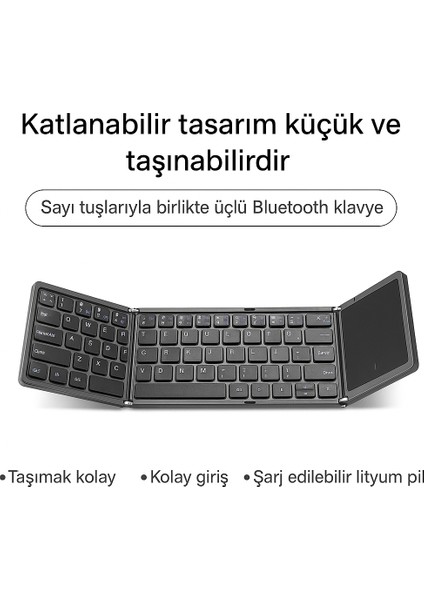 Windows Ios Android Tablet Telefon Için Taşınabilir Mini Katlanır Kablosuz Bluetooth 5.1 Klavye