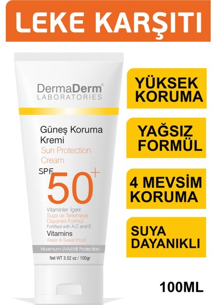 Spf 50+ Güneş Koruma Vitaminli Yüz ve Vücut Güneş Kremi 100 ml.