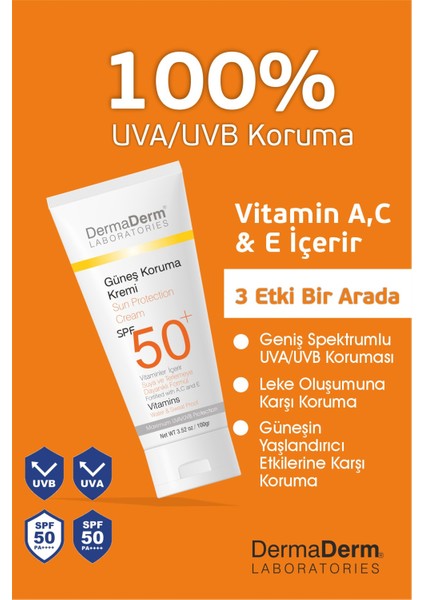 Spf 50+ Güneş Koruma Vitaminli Yüz ve Vücut Güneş Kremi 100 ml. modelleri