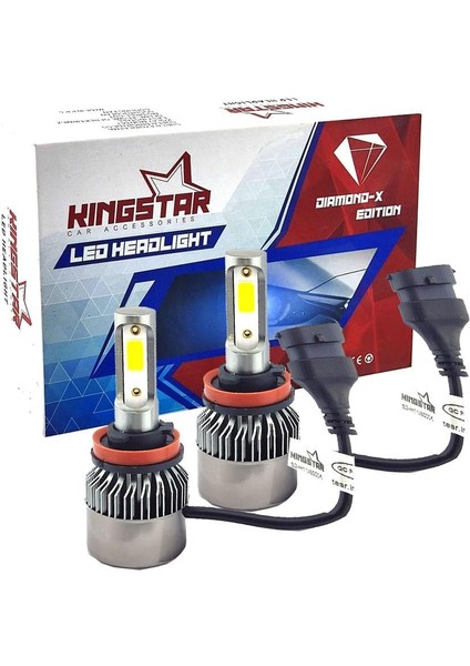 Diamond-X H11 Beyaz Led Xenon Şimşek Etkili Far Ampül 8000 Lümen