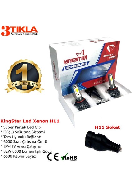 Diamond-X H11 Beyaz Led Xenon Şimşek Etkili Far Ampül 8000 Lümen fiyatları