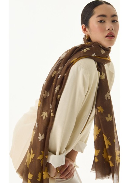 Zeta Yaprak Desen Kahve Pamuklu Şal fiyatları