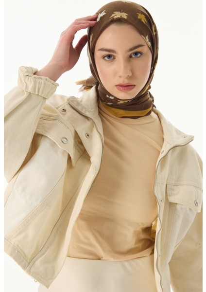 Zeta Yaprak Desen Kahve Pamuklu Şal indirimleri