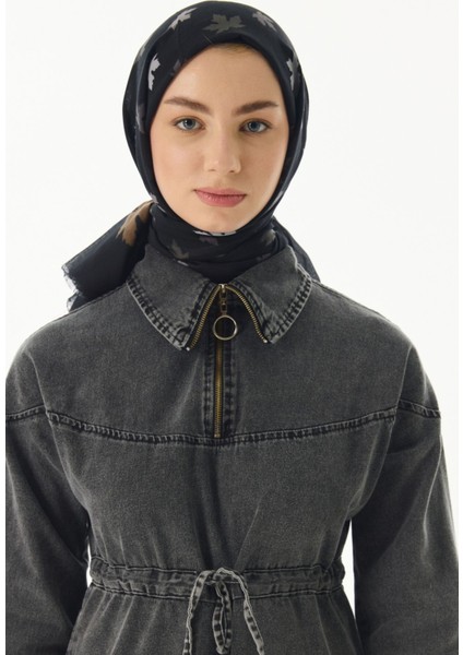 Zeta Yaprak Desen Siyah Pamuklu Şal modelleri