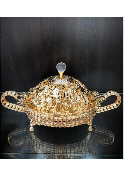 Gold Kristal Cam Kapaklı Çikolatalık LKM079