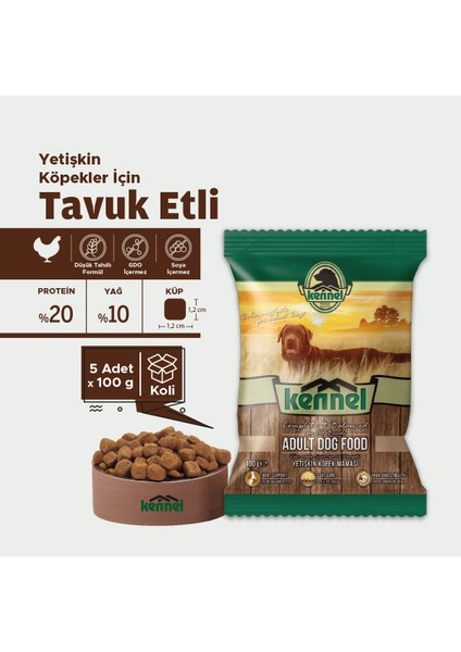 Adult Dog Tavuklu Yetişkin Köpek Maması, 100 gr x 5 Adet, Tüm Irklar Için, Doğal, Şeker Içermez fiyatları