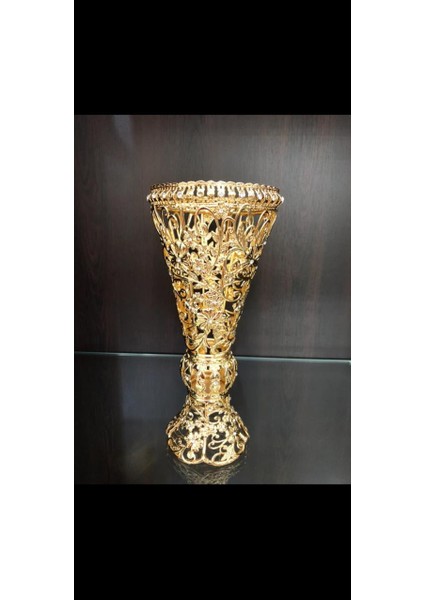 Gold Metal Kristal Taşlı Metal Vazo 30CM LKM071