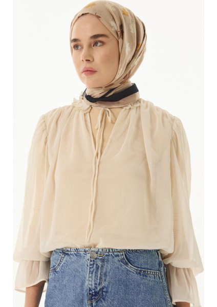 Zeta Yaprak Desen Sütlü Kahve Pamuklu Şal fiyatları