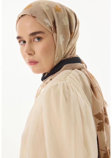 Zeta Yaprak Desen Sütlü Kahve Pamuklu Şal fırsatları