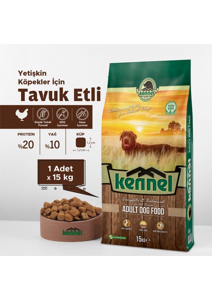 Adult Dog Tavuklu Yetişkin Köpek Maması, 15 Kg, Tüm Irklar Için, Doğal, Şeker Içermez fiyatları