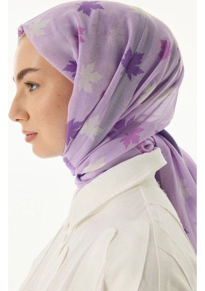 Zeta Yaprak Desen Lila Pamuklu Şal indirimleri