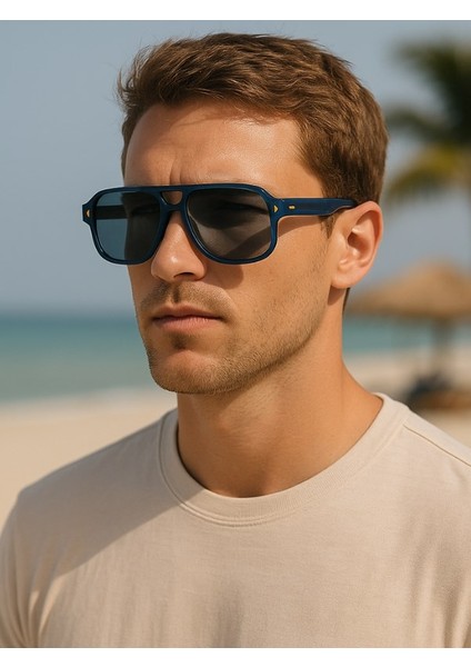 Tony Unisex Koyu Mavi Çerçeveli Erkek Güneş Gözlüğü – UV400 Korumalı, Retro Stil fiyatları