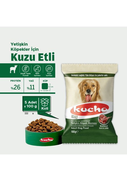 Adult Dog Kuzulu Yetişkin Köpek Maması, 100 gr x 5 Adet, Tüm Irklar Için, Doğal, Şeker Içermez fiyatları