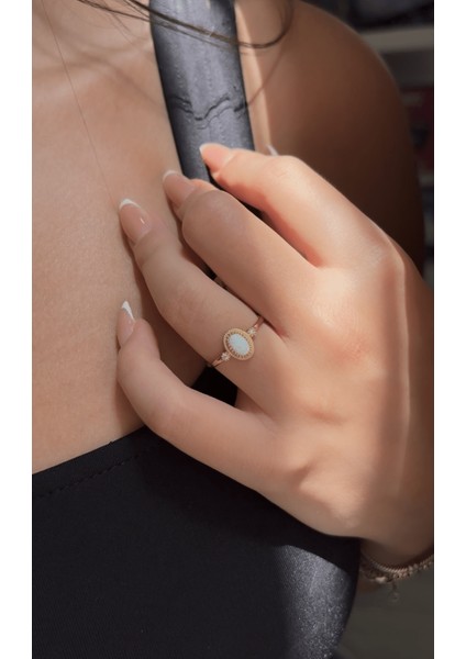 14 Ayar Altın Opalit Taşlı Yüzük