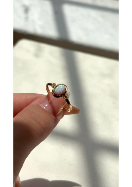 14 Ayar Altın Opalit Taşlı Yüzük modelleri