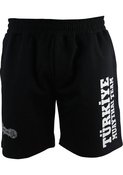 MT3038 Muaythai Şortu Türkiye Muay Thai Team Baskılı Siyah Şort