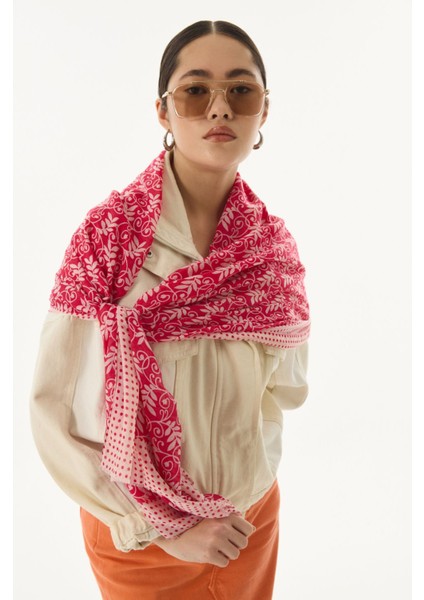 Emily Burçak Desen Fuşya Pamuklu Şal modelleri