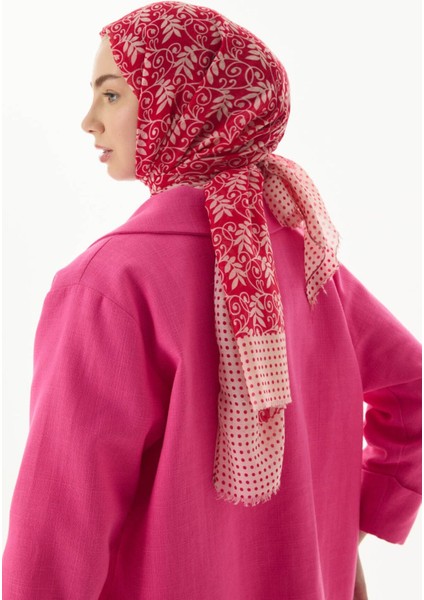 Emily Burçak Desen Fuşya Pamuklu Şal