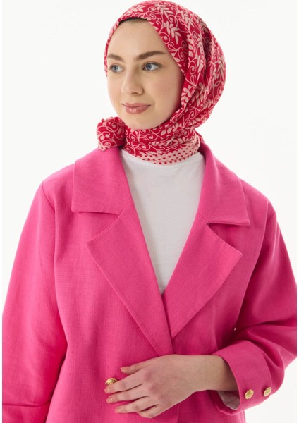 Emily Burçak Desen Fuşya Pamuklu Şal