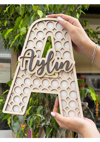 Özel Kesim Isimli Hediyelik Harf Ahşap Bebek Çocuk Kapı Süsü - Model 3