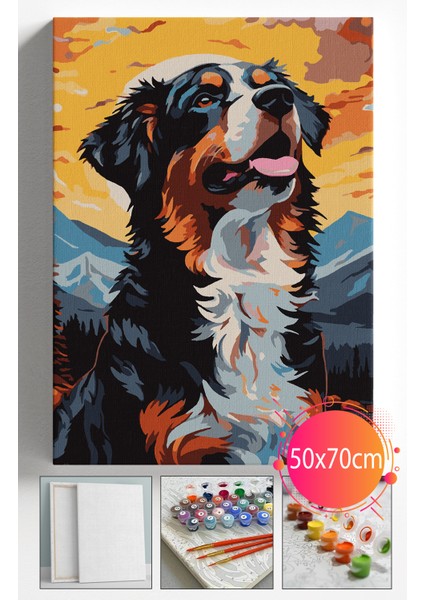 Sayılarla Boyama Seti Numaralı Tuval Fırça Boya Dahil Kasnaklı Set 50X70 cm - KÖPEK002