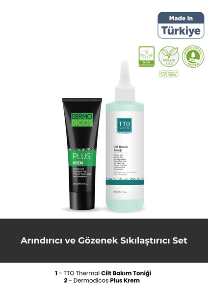 arındırıcı ve gözenek set (tto clinic cilt bakım toniği, dermodicos plus)