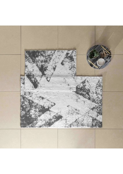 Pamuklu 2'li Banyo Paspas Seti Pyra ( Gri )