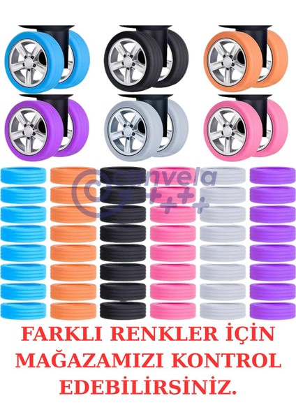 4 Adet Mavi Bavul Tekerlek Kılıfı Valiz Tekerleği Silikon Aşınmaya Dayanıklı Ses Önleyici modelleri